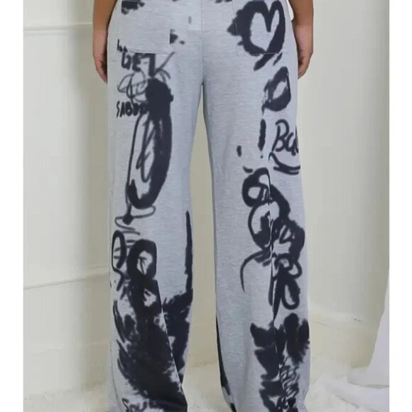 Wide-leg sweatpants with a high elastic waistband - Picture 2 of 2